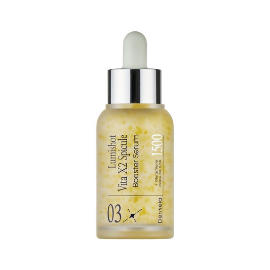 Dermela Lumishot Vita X2 Spicule Booster Serum, Vegan Spicules with Vitamin C + Niacinamide, Glutathione & Panthenol, Brightening & Texture Care 1.01 fl oz (30ml) | Korean Face Serum for Uneven Tone
