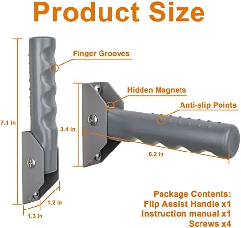 Flip up Grab Bars for Elderly for Wall, 6 inch Folding Doorway Assist Handle, Handicap Grab Bars for Doorframe, Stairs Steps, Mobility Aids for Elderly, Seniors and Alzheimer (Gray)