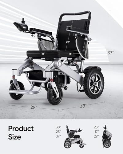 Electric Wheelchair,25 Miles Longer Range, Foldable Power Wheelchair for Adults Seniors,500W Dual Motors,Compact Motorized Wheelchair All Terrain,Intelligent Folding, Travel Size