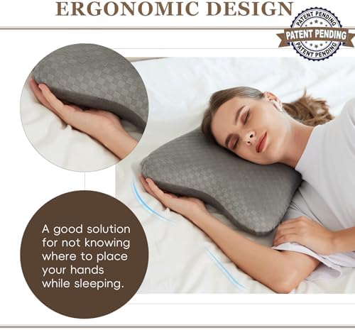 Piercing Pillow | Memory Foam Ear Piercing Pillow for Side Sleepers, Pillow with an Ear Hole for Ear Pain Relief, Ear Guard Pillow, Ear Hole Pillow for Piercings, Earplugs, and Headphones (Light Grey)