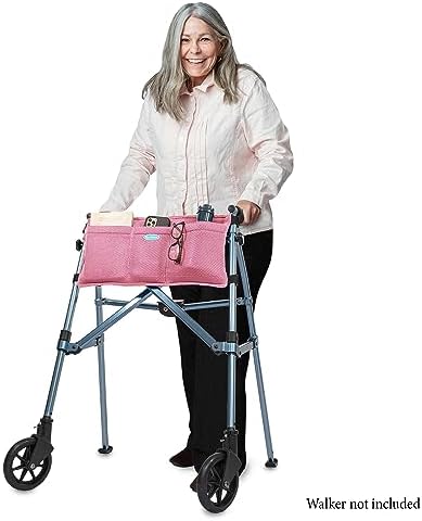 Top Glides 5-Pocket Carry-All Pouch for Stander Folding Walkers (Pink)