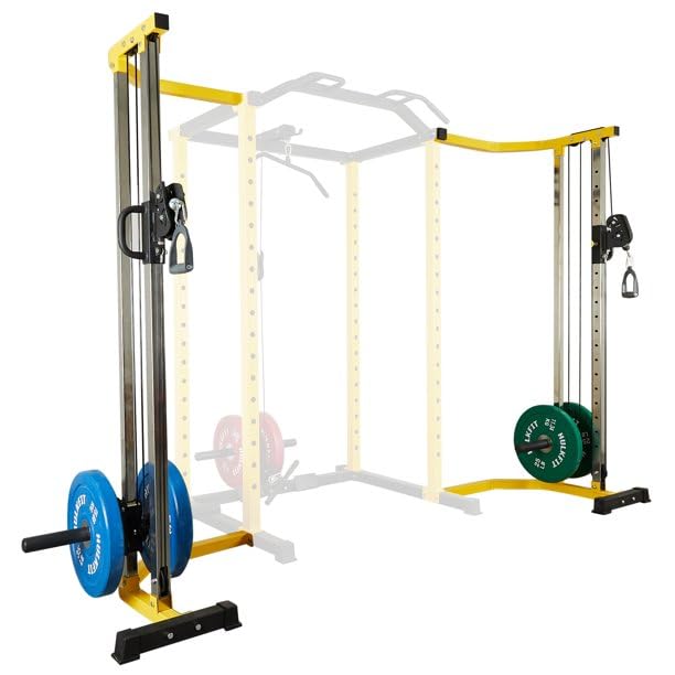 Fitvids Yellow & Black Cable Crossover Attachments for Home Gym, PEC Fly Machine Arms for Power Rack