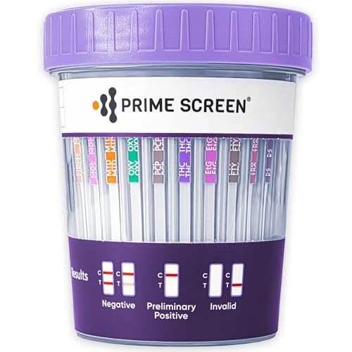 Prime Screen Urine Drug Test Compact Cup 16 Panel Kit (AMP,BAR,BUP,BZO,COC,mAMP,MDMA,MOP/OPI,MTD,OXY,PCP,THC, ETG, FTY, TRA, K2) -[10 Pack]-CDOA-9165EFTK