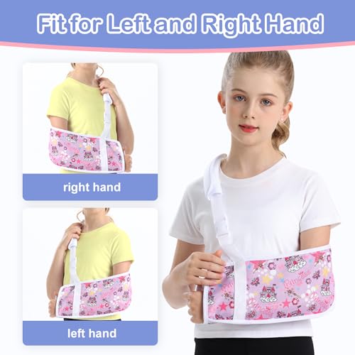 Kids Arm Sling for Broken Arm Torn Rotator Cuff Shoulder Elbow Wrist injury Printed Pediatric Child Toddler Brace Support for Children Girls with Cute Princess (Small)