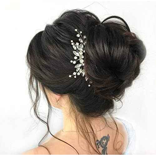 JAKAWIN Crystal Bride Wedding Hair Comb Silver Bridal Headpiece Rhinestone Hair Piece Accessories for Women HC113 (Silver)