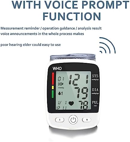 Blood Pressure Monitor, Irregular Heartbeat Detector, Automatic BP Monitor 90x2 Reading Memory and Large LCD Display, USB Charging, Adjustable Wrist Cuff, Ideal for Home and Hospital