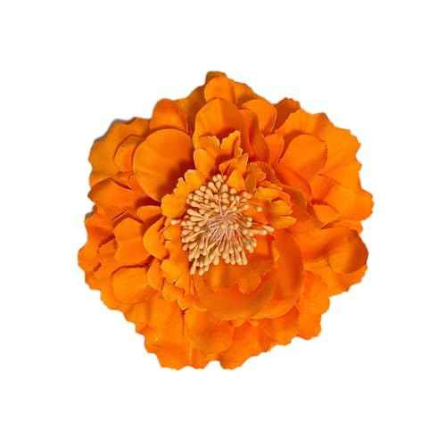 Women's Bohemia Peony Flowers Hairpin Hair Clip Flower Brooch for Travel Party Festivals PF-11 (Orange) (Pack of 1)