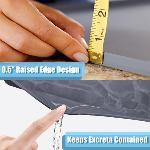 Bedside Commodes Mat Portable Bedside Toilet Mat with Raised Edge, Under Commode Chair Mat Non-Slip Recycle Commode Toilet Pad Waterproof Floor Protector, Silicone Mat for Porta Potty, 23.6"X23.6"