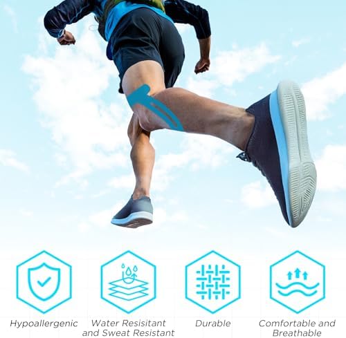 OK TAPE Nylon Kinesiology Tape for Knee, 10 Pcs Stretchable on Four Sides Precut Strips, Athletic Tape for Knee Support & Stability,Breathable and Hypoallergenic, Black