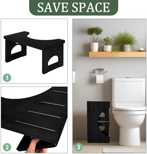 Foldable Toilet Potty Stool for Adults,Wood Portable Squatting Poop Foot Stool, Bathroom Non-Slip Toilet Assistance Step Stool - Gifts for Kids Seniors