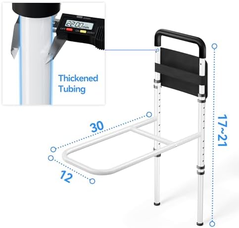 Bed Rails for Elderly Adults Safety - Height Adjustable Bedrail with Storage Pocket and Non-Slip Handle Bar for Getting in&Out of Bed, Hold up to 300LBs - Fits Twin Full Queen King,Black
