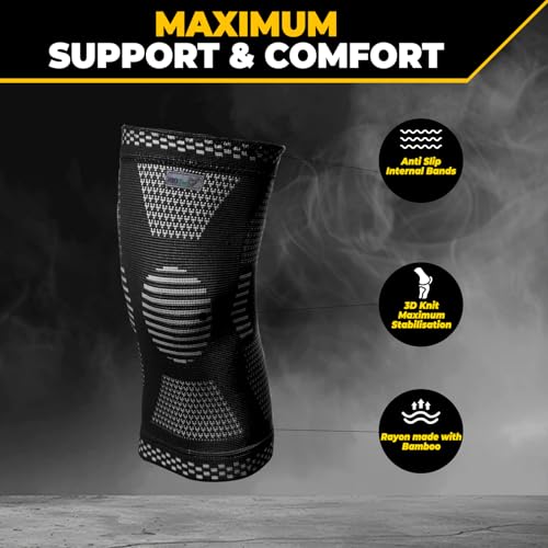 NeoTech Care Knee Support Brace - Breathable - Men, Women, Right or Left (Black Color, Size L, 1 Pair)