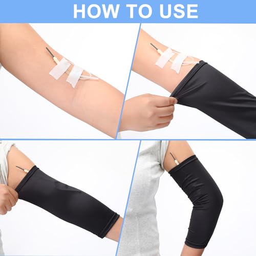 Cuffbow 12 Pcs PICC Line Reusable Sleeve Cover for Adults Upper Arm Breathable Cover Nursing Sleeve Protector Supplies(Solid Style)