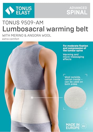 Deluxe Medical Grade Angora & Merino Wool Warming Belt, Rheumatic Back Pain Thermal Brace, RADICULITIS Warmer, Lumbar Kidney Support (Large)