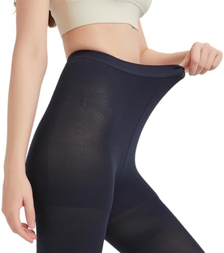 MGANG Medical Compression Pantyhose for Women & Men, 20-30mmHg Graduated Compression Support Tights, Open Toe, Opaque Waist High Compression Stockings for Edema, Varicose Veins, Flight, Navy Blue XL