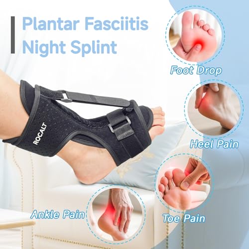 Plantar Fasciitis Night Splint, Upgraded Adjustable Planters Facetious Relief, Soft & Comfortable Foot Brace, Achilles Tendonitis Heel Spur and Foot DropNight Splint for Women and Men