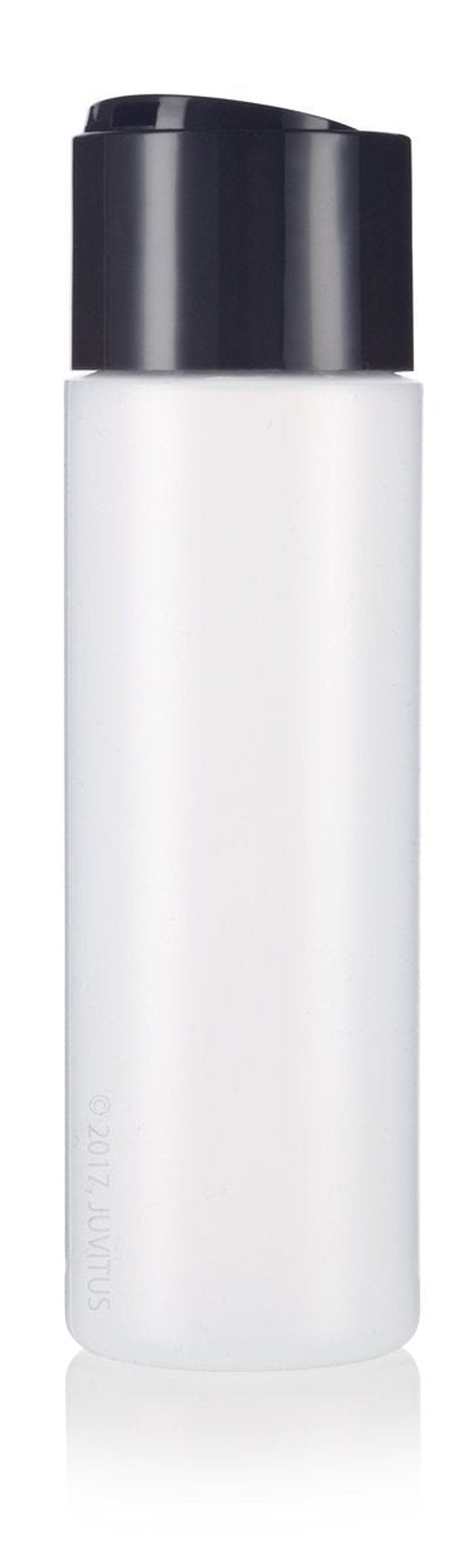 JUVITUS 8 oz / 250 ml Professional Natural Clear Refillable Plastic Squeeze Bottle with Wide Black Disc Cap Lid (6 pack)