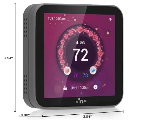 vine Programmable Thermostat for House with 4.0" Touch Screen, WiFi Smart Home Thermostat for AC and Heating, App/Voice Control, Valentine's Day Decorations, C-Wire Required, Grey