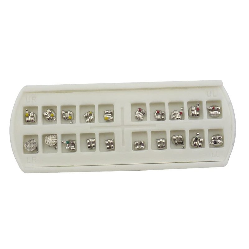 SNAWOP Dental Orthodontic Brackets Mini Metal Tooth Braces Roth/MBT(5 Packs MBT 022 3-4-5 with Hooks)