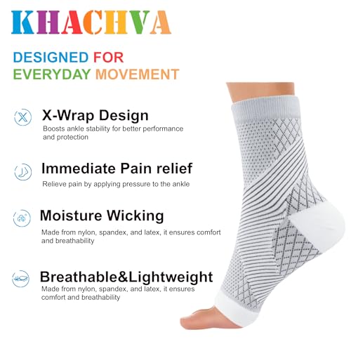 3Pairs Foot & Ankle Brace Socks for Sprained,Foot Neuropathy Socks,Nano Neuropathy Socks for Women & Men Compression Socks For Women & Men,Comprex Ankle Brace Sleeves