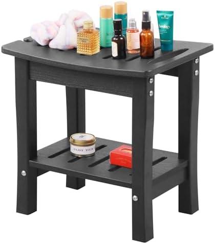 HDPE Waterproof Shower Bench,Shower Seats for Adults Shaving Legs,Shower Stool for Inside Shower 300 Lbs Capacity Black