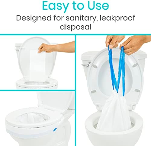 Vive Toilet and Commode Liners with Super Absorbent Pads (48 Pack) - Camping Emergency Toilet Seat Bags - Disposable & Portable Waste Liners for Adults - Hurricane Preparedness Items Supplies Kit