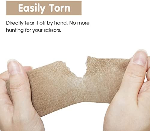 Self Adherent Cohesive Bandage 2"x5 Yards First Aid Bandages Stretch Sport Athletic Wrap Vet Tape for Wrist Ankle Sprain and Swelling,Skin(24 Rolls)