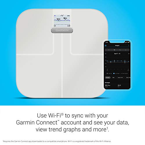 Garmin Index S2, Smart Scale with Wireless Connectivity, Measure Body Fat, Muscle, Bone Mass, Body Water% and More, White (010-02294-03) (Renewed)