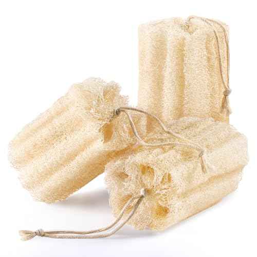 3PCS Egyptian Natural Loofah Exfoliating Body Scrubber, Natural Real Egyptian Loofah Sponge Bath & Shower Scrub exfoliating loofah for Women and Men, Luffa Sponges for Face, Back & Body