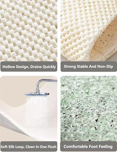 Anti Slip Corner Shower Mat with Drainage Holes, PVC Loofah Shower Anti Slip Mat, Bathmat Quick Dry and Easy to Clean, Shower Floor Mat Non Slip,E,54x54cm(21x21inch)