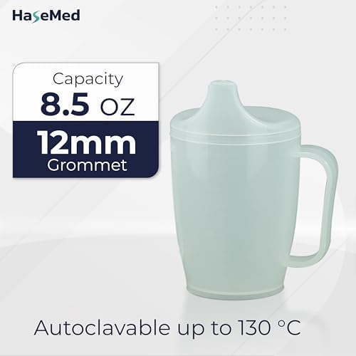 Adult Sippy Cup with Easy-Grip Handle & Spout Lid, 8.5 oz – Lightweight & Spill-Resistant Mug for Seniors & Adults, Use for Hot & Cold Beverages, Travel & Home - 3 Pack