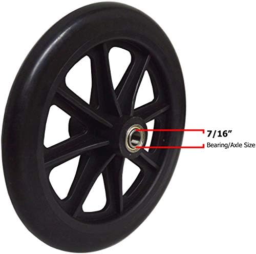 8" x 1" Heavy Duty Front Wheelchair Wheel (Each), 7/16" (11 mm) Bearing, 2-3/8" (60 mm) Hub Width, Fits Most Medline, Drive, Invacare, E&J, Guardian, Tuffcare, ALCO and Other Manual Wheelchairs