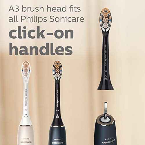 Philips Sonicare A3 All-in-One - Genuine Replacement Electric Toothbrush Heads, Black, 2 Pack, HX9092/95