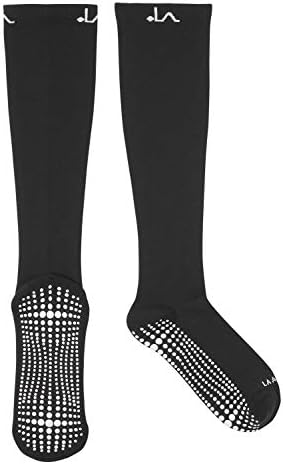 LA ACTIVE Graduated Compression Socks with Non-Slip Grips for Safety - 15-20mmHg for Women & Men
