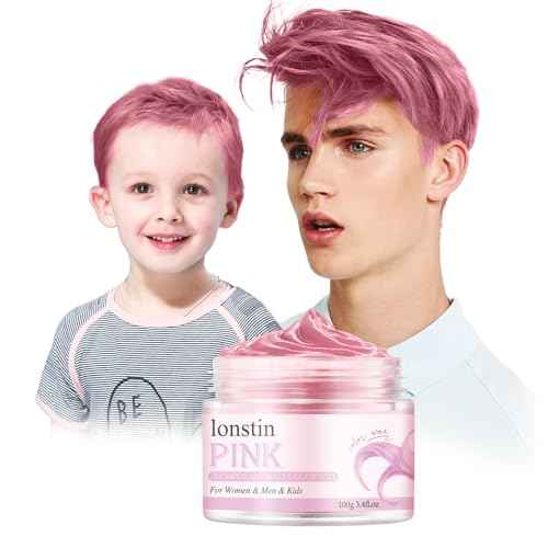 Temporary Hair Color For Kids, lonstin Hair Dye Kids Hair Gel Washable Hair Wax Color Paint Wax For Women Men Dark Hair Halloween Christmas Party Girls Birthday 3.4 fl.oz (light pink)