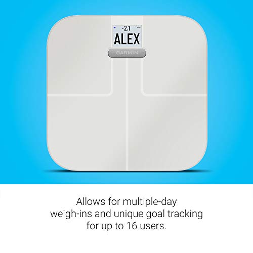 Garmin Index S2, Smart Scale with Wireless Connectivity, Measure Body Fat, Muscle, Bone Mass, Body Water% and More, White (010-02294-03) (Renewed)
