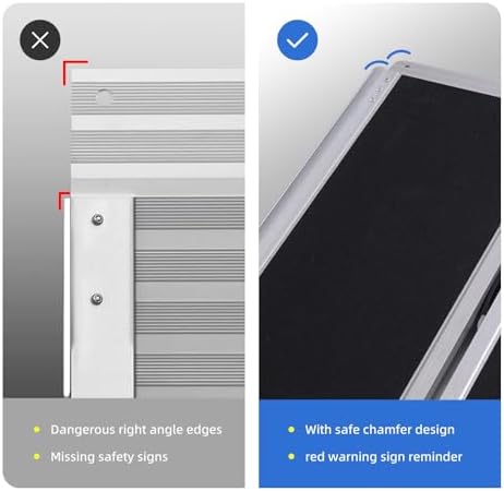 Portable Wheelchair Ramp 3FT,No-Slip Aluminum Folding Handicap Ramp 800lbs Load Capacaity,Wheel Chair ramp for Home Steps,Stairs,car