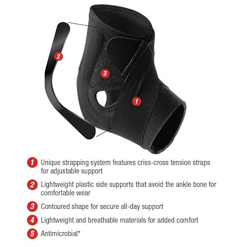 MUELLER Sports Medicine Comfort Flex Ankle Stabilizer, Ankle Pain Relief Support for Men and Women, Ideal for Sprains, Strains, Arthritis, Black, One Size