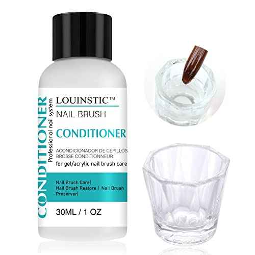 LOUINSTIC Nail Brush Cleaner and Conditioner - Quickly Clean Gel Nail Brushes, Paint Brushes, Airbrushes, Art Tools, Preserver and Restorer for Kolinsky Acrylic Brush Etc.