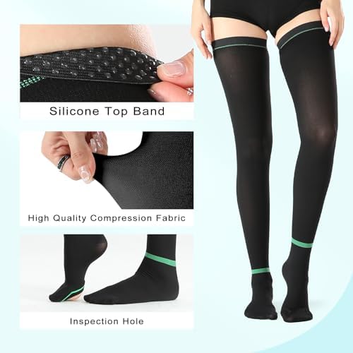 T.E.D.Anti Embolism Compression Stockings for Women & Men,15-20 mmHg Thigh High Ted Hose Medical Support Socks with Inspect Toe Hole for Relieve Post Surgery Swelling,Varicose Veins,Edema,DVT