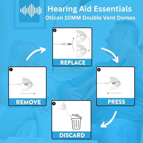 Hearing Aid Domes for Oticon Minifit Bass 10MM Double Vent Domes, Qty 36, Oticon Dome Replacements, Universal Oticon 10MM Domes Hearing Aid Supplies 10MM