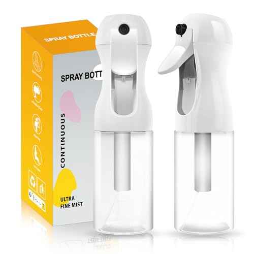 2Pcs Continuous Spray Bottle For Hair,Ultra Fine Refillable Water Mister for Hair Styling, Plants, Cleaning, Salon, Misting & Skin Care£¨200ml/6.8oz Clear£© (200ML 2PACK)