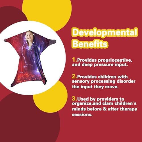 Lightning Over Volcano Sensory Socks - Autistic Sensory Body Sock for Kids - ADHD and Improve Sensory Processing Sox (Large)