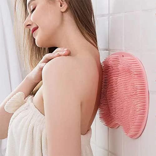 Foot Back Cleaning Pad, 2024 Upgrade Shower Foot Scrubber Mat Slip Suction Cups Foot Scrubber, Shower Foot Scrubber Mat Back Washer for Men and Women (Grey)