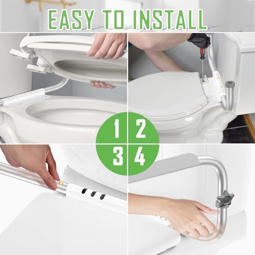 Toilet Safety Rail for Seniors with 2 Reinforced Nuts, Height & Width Adjustable Toilet Safety Frame, Bathroom Assist Rail with Armrests, Bathroom Safety, 250 lb. Weight Capacity(Grey)