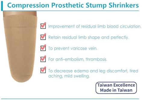Prosthetic Stump Shrinkers–Above Knee, 35cm, Compression, Amputee Socks, 20-30, Daily use, Taiwan Excellence XS