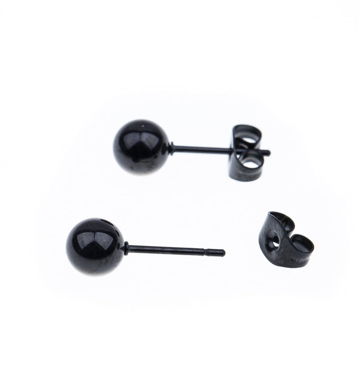 Memsion 316L Surgical Steel Earrings Hypoallergenic Black Ball Stud Earrings Set for Women Men Nickel Free Cartilage Ear Rings 5 Pairs Assorted Sizes(2mm-6mm)