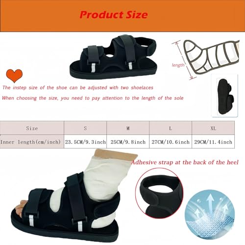 Medical open-toe plaster shoe, postoperative recovery shoes, plaster shoe covers medical boots suitable for foot sprains, ankle fractures, toes, suitable for left and right feet(XL)