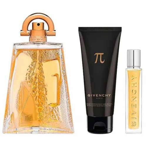 Givenchy PI for Men - 3 Pc Gift Set 3.3oz EDT Spray, 0.42oz EDT Spray, 2.5oz After Shave Balm