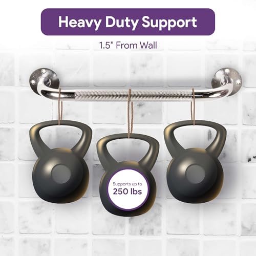 32 Inch Grab Bars for Bathtubs and Showers - Chrome Knurled Bathroom Safety Rail Handle - Non Slip Textured Grip Handicap Grab Bar for Seniors, 250 lbs Weight Support Capacity